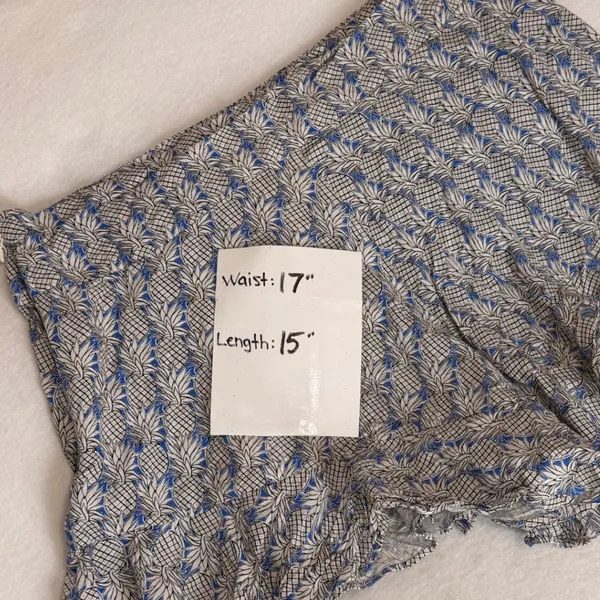 Maeve Anthropologie Pineapple Print Ruffle Hem Shorts Blue White Size 12 - Image 5