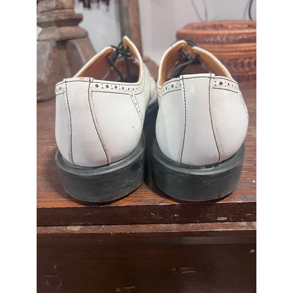 Yohji Yamamoto x George Cox White Leather Brogue Derby Shoes Made in England 8.5 - Image 7