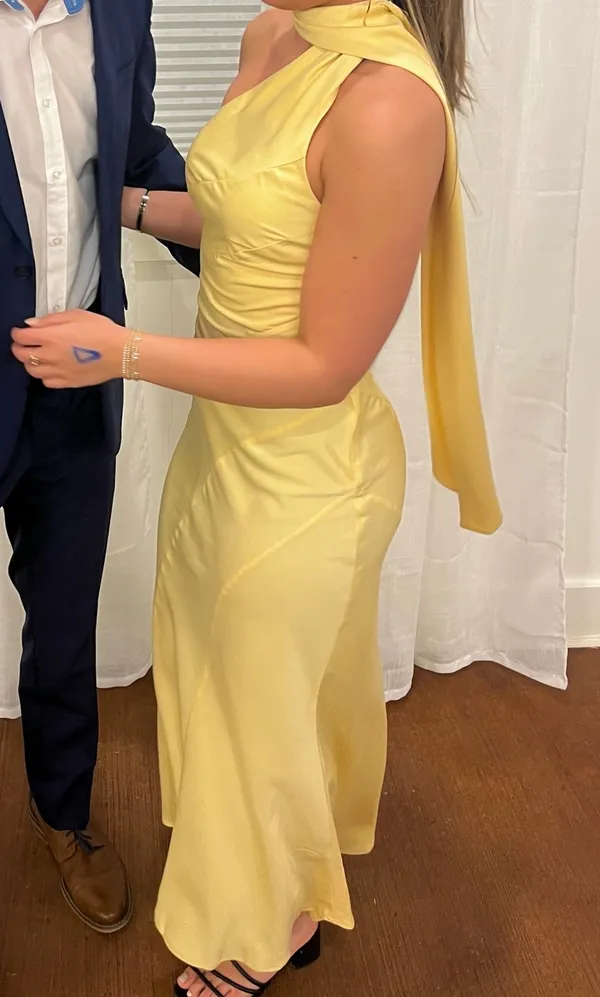 Hello Molly Maxi Dress Satin Yellow Formal - Image 2