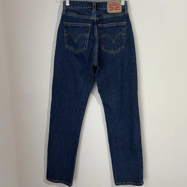 Levi's 501 Curve Jeans Women's 25 Mild Salsa 32 Dark Wash‎ Blue Denim Button Fly - Image 6