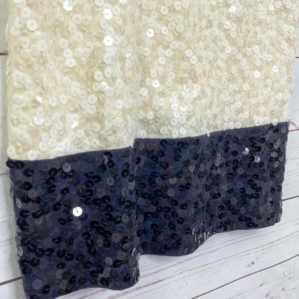 J.Crew Sequin Tank Top‎ XS Cream Sleeveless Scoop Neck Colorblock Lightweight - Image 8