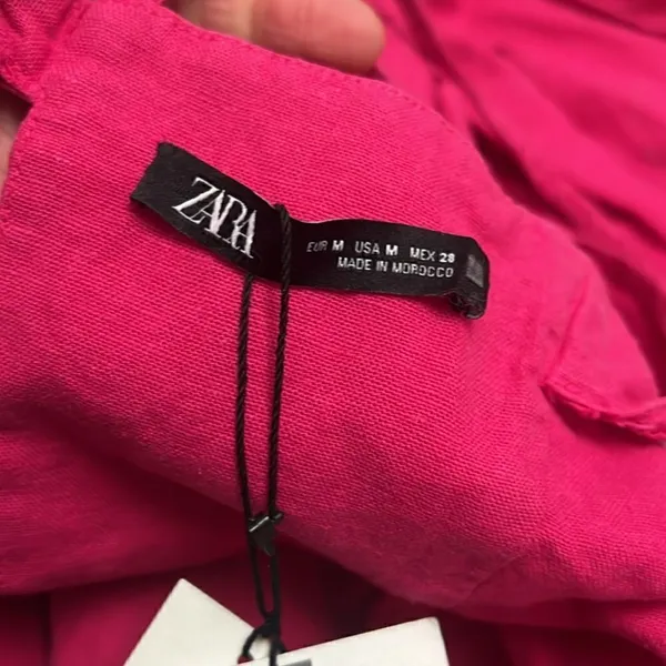 ZARA pink linen mini dress NWT M - Image 8