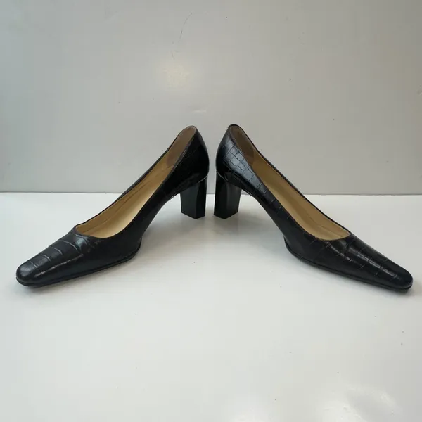 Vintage Casual Corner Brown Leather‎ Pumps Block Heel Square Toe Classic Size 7M - Image 8