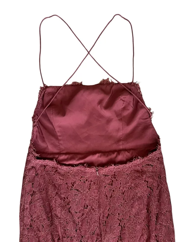 Anthropologie BHLDN Fame and Partners Women’s Rain Column Lace Midi Dress Maroon - Image 7