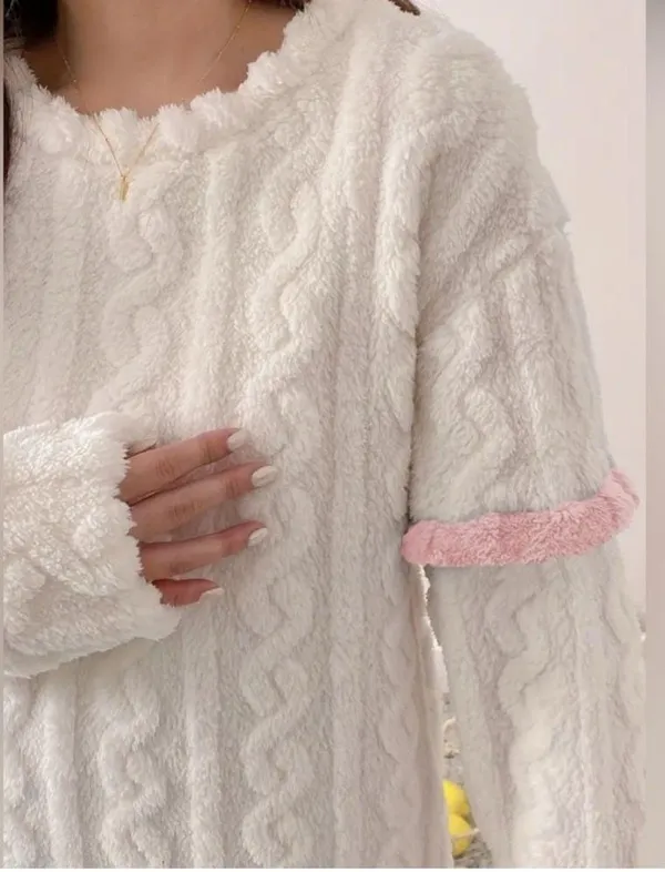 Cozy, Soft Thickened Jacquard Fleece Lounge/Pajama Set - Image 4