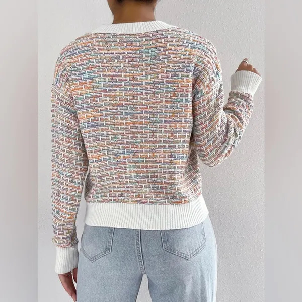 SHEIN MOOSTA Space‎ Dye Colorful Drop Shoulder Sweater - Image 6