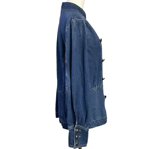 Free People Imogene Denim Officer Jacket in Ensign Wash Large Military Denim - Image 12