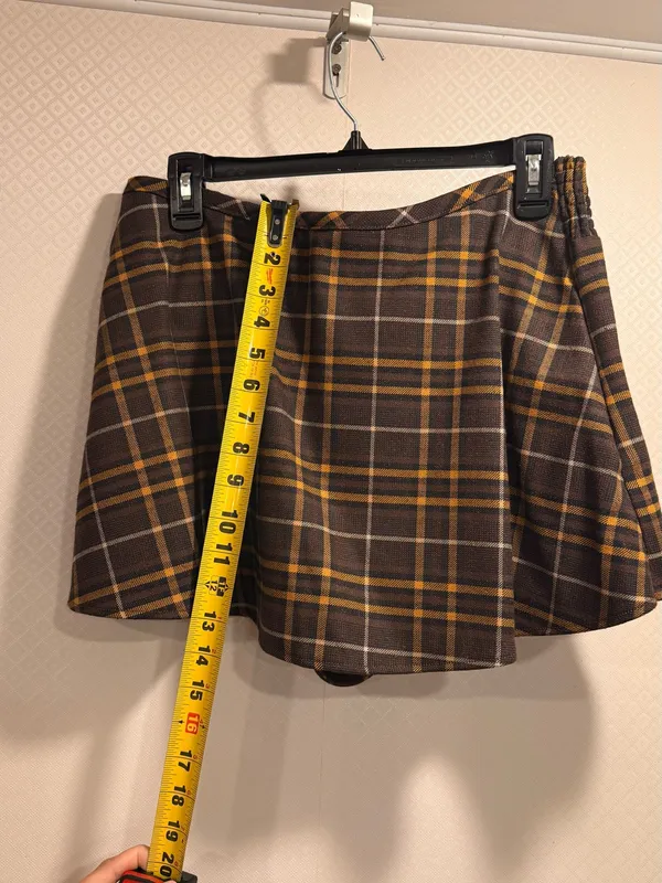 NWT Free People Brown Plaid Wrap Lightweight Summer Flowy Skort Size XS - Image 4