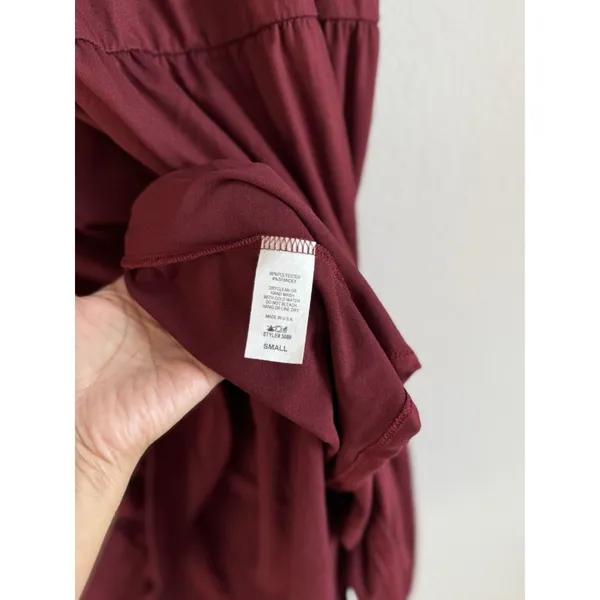 Entro Women’s‎ Tiered Merlot Babydoll Ruffle Short Sleeve Mini Dress Size Small - Image 8