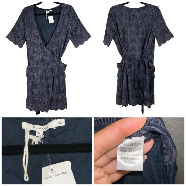 Tularosa Dress Womens Medium Rocky Wrap Eyelet Whimisgoth Witchy Dark Academia - Image 9