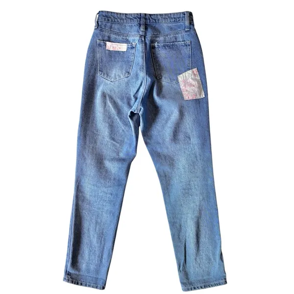 Women’s Nordstrom BP quilt high rise patchwork straight leg jeans size 25 - Image 6