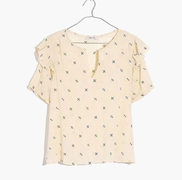 Womens Size S Madewell Embroidered Top EUC - Image 4