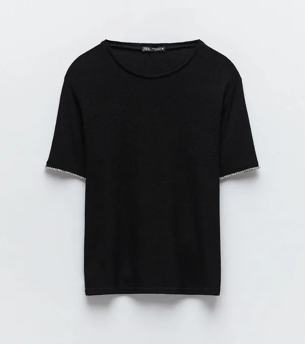 NWT Black Soft-Touch Top W Embellished Trim - Image 4