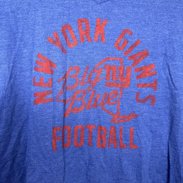 New York Giants Women's T-Shirt NFL Big Blue Football Tee Blue V-Neck Medium - Image 3