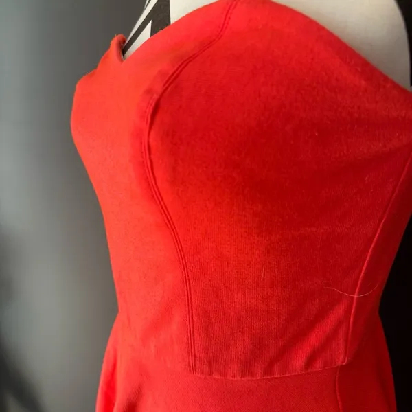 AMANDA UPRICHARD Sweetheart Neck Strapless Ponti Dress Mini Neon Orange‎ Medium - Image 6