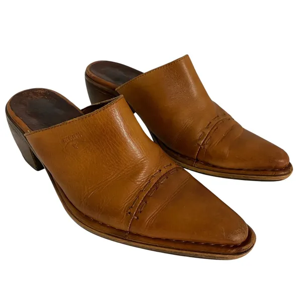 PIKOLINOS Slip On Slide Sandals Clogs Women's Size 37 Leather Cognac‎ - Image 2
