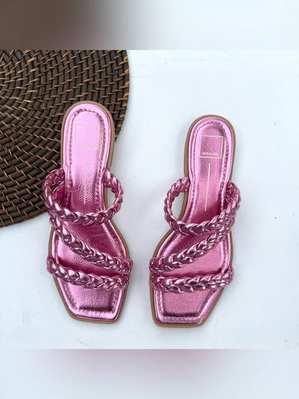 Dolce Vita Women’s Shoes Sandals Pink Metallic Slip On Flip Flop Size 9 - Image 2