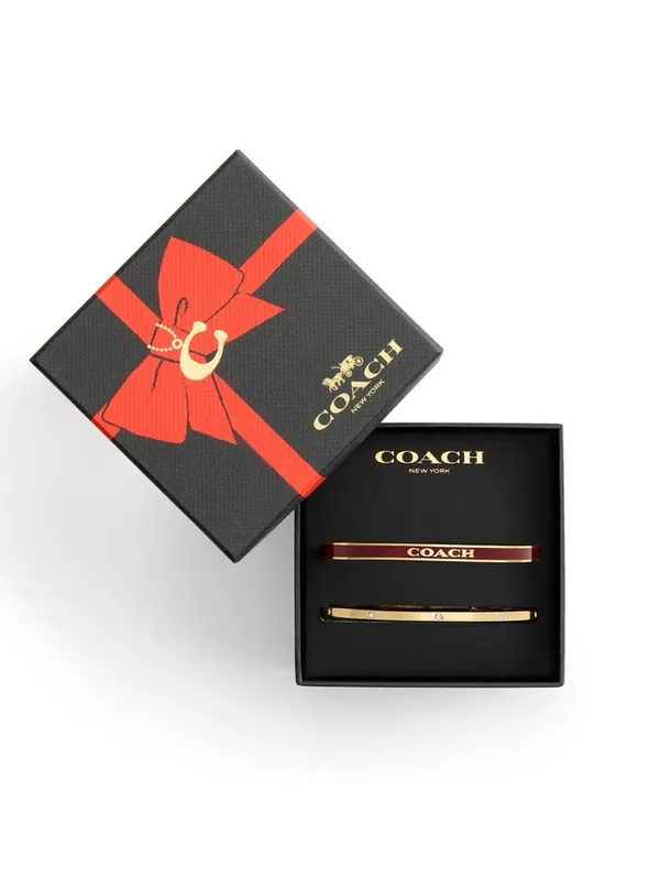 Coach Bangle Bracelet Dio Set-Burgundy/Gold - Image 2