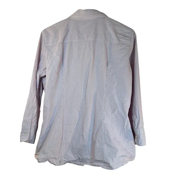J. Crew Womens Purple White Micro Stripe Cotton Button Down Shirt Size L - Image 2