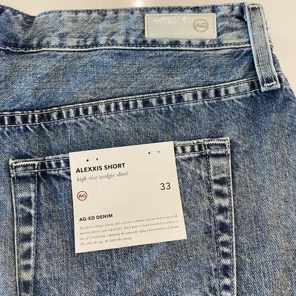 NWT AG-ED Denim Alexxis‎ Short High Rise Wedgie Shorts size 33 - Image 5