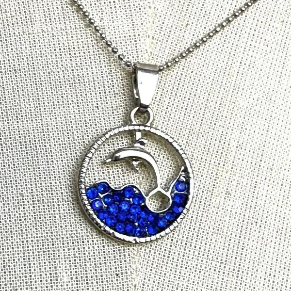 Adult Jewels dolphin rhinestone pendant necklace - Image 3