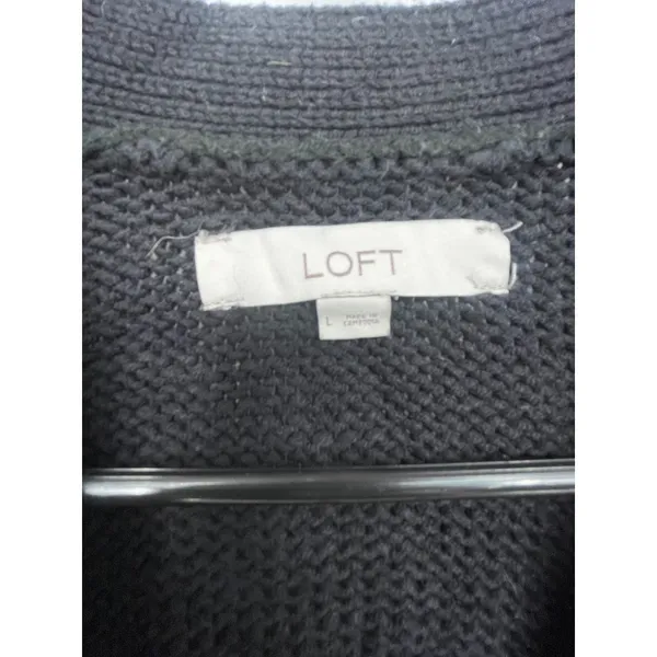 Loft size L Cozy Black Knit Cardigan with ButtonsS-17‎ - Image 4