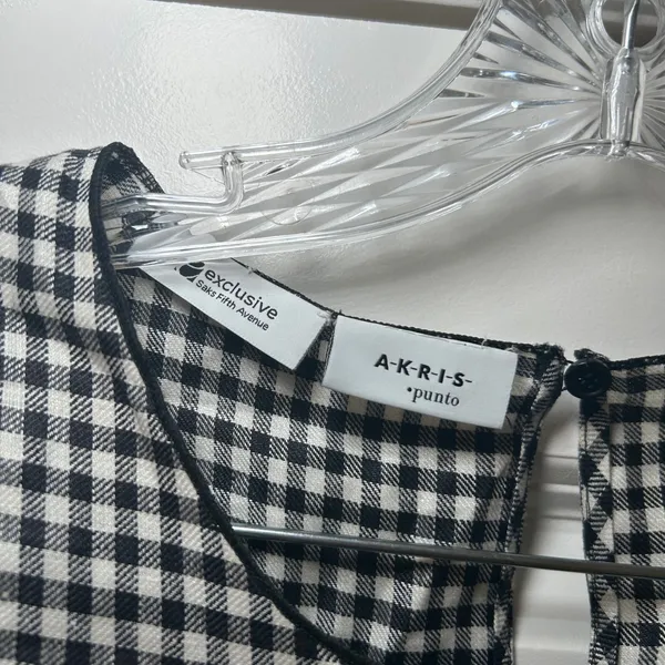 Akris Punto Womens Black White Gingham Peplum Sleeveless Top 12 Saks Exclusive - Image 2