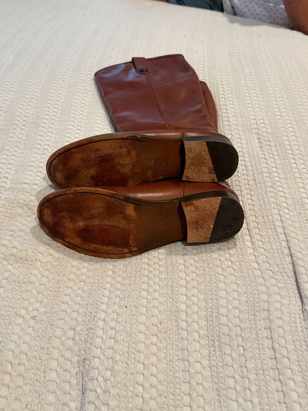 Frye Melissa Button Riding Boots Cognac Leather - Image 8