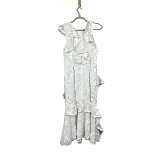 KEEPSAKE The Label White Floral Embroidered Ruffle Midi Dress Bridal Romantic - Image 6