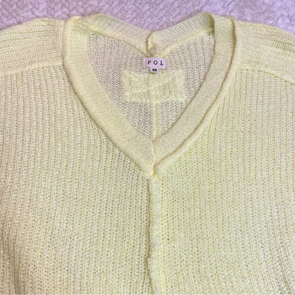 POL Butter Yellow Boho Oversized Loose Knit Sweater Women Size Medium‎ - Image 5