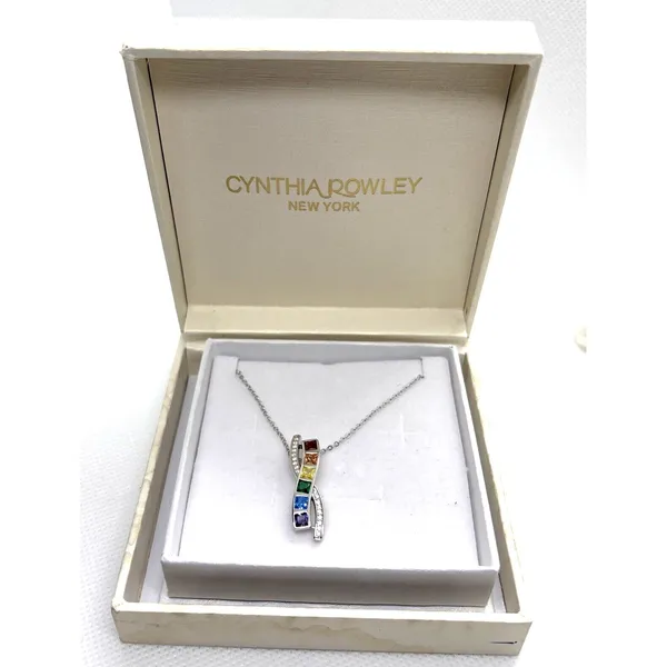 Cynthia Rowley New York Rainbow CZ Pendant 18 -20'' Necklace Sterling 925 Silver - Image 10