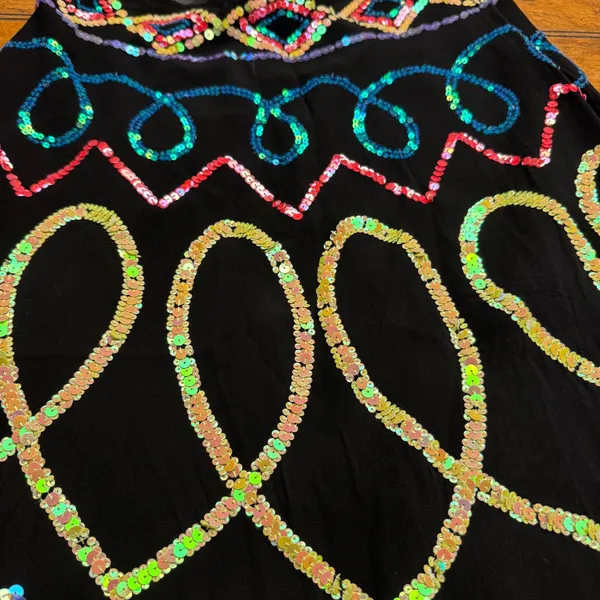 Boston Proper Embellished Sequins Black‎ Midi Skirt Women's Size 6 - Image 3