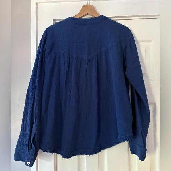 Free People Changing Horizons Gauze‎ Blue Pullover Top EUC Size Small - Image 3
