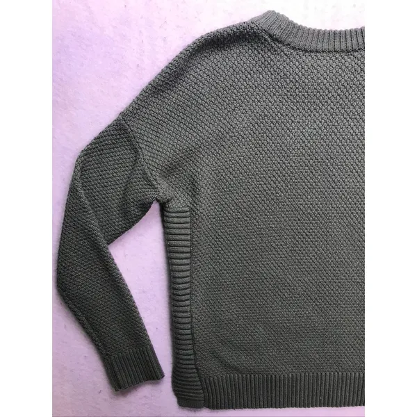 Madewell Crewneck Sweater Womens XS Green Excellent Textured Knit High Low Hem‎ - Image 8