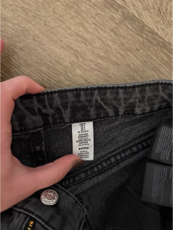 H&M Vintage Straight Jeans Black - Image 3