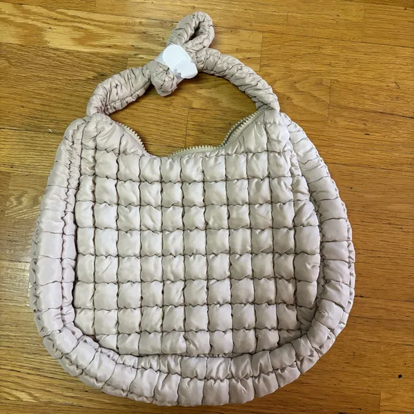 NEW Verb Neutral Quilted Puffer Preppy Gorpcore Large Bag Tan - Image 3