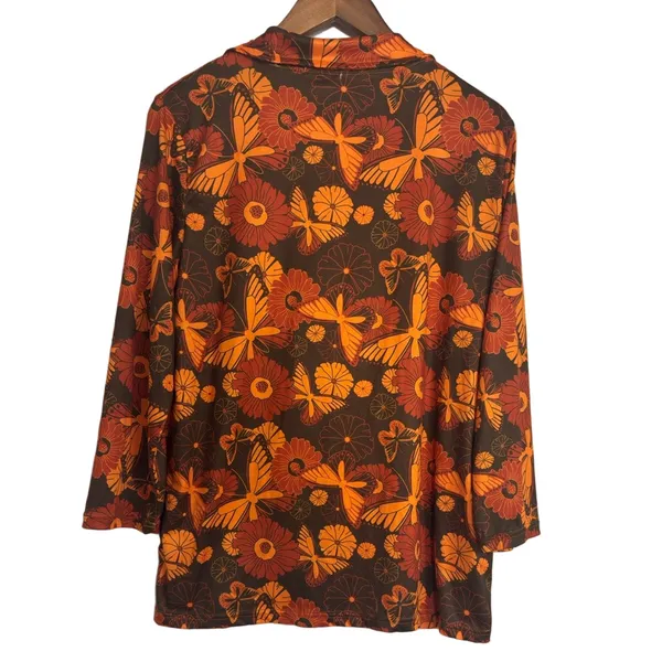 Earthbound Trading Co Retro Print Long Sleeve Pajama Top Women’s Size L - Image 2