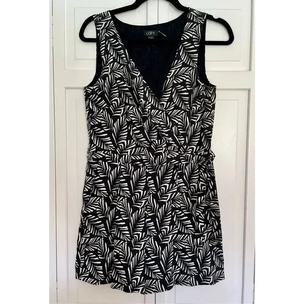 Loft tropical palm leaf black and white romper 2 - Image 4
