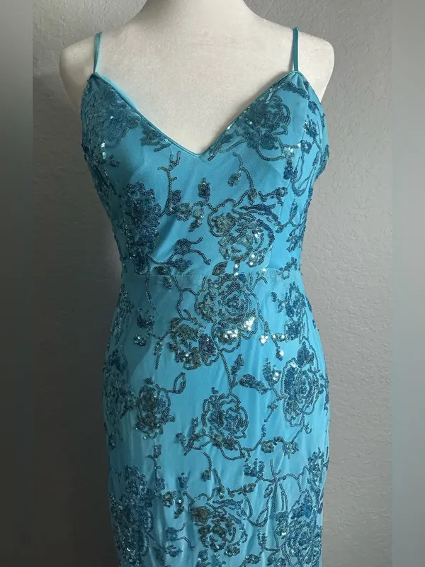 Lulus Blue Turquoise Maxi Dress Women’s Size L Long Formal Wedding Guest Summer. - Image 3