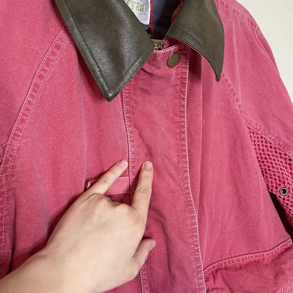 Vintage Hot Pink Bright Women's Chore Coat Utility Contrast Collar M Western 90s - Image 4