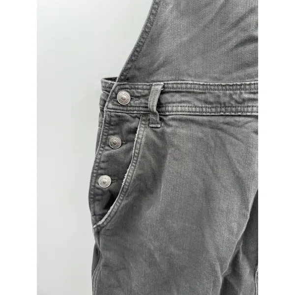 Aerie Denim Overalls Womens XL‎ Black Wide Leg Relaxed Fit Faded Wash - Image 3