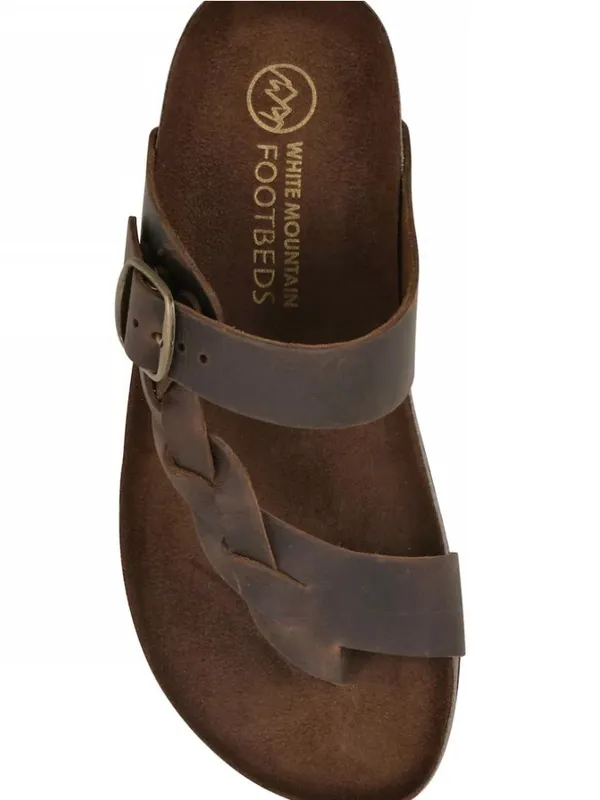 White Mountain Brown Braided Toe Post Sandals Buckle slide on 7 NEW - Image 2