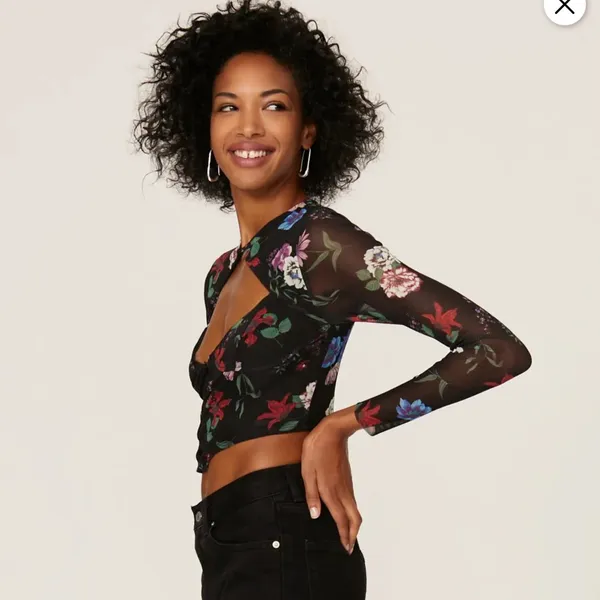 NWT AFRM X Revolve Macie Floral Mesh Cutout Corset Top size Small - Image 3