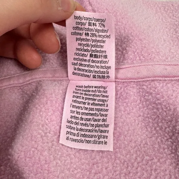 Pink Victoria's Secret Zip Up Hoodie XL‎ Purple Embossed Logo Fleece Sweatshirt - Image 6