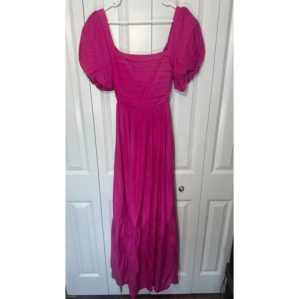 Abercrombie & Fitch‎ Emerson Drama Bow-Back Pink Maxi Dress Tiered Small Tall - Image 2