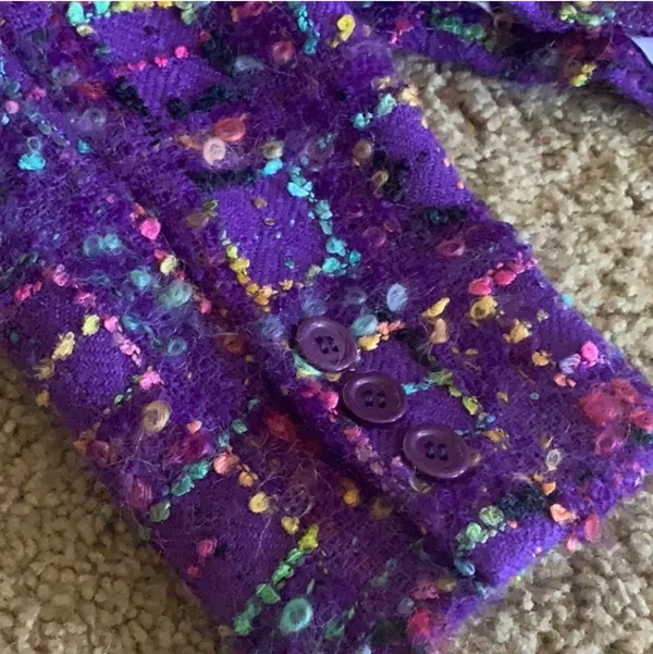Vintage More Dash Than Cash Bouclé Purple Cropped Jacket - Image 6