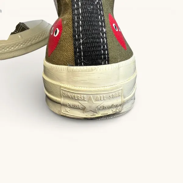 CDG Play Converse Chuck 70 Multi Heart Olive High Mens 7 Womens 9 Green Sneakers - Image 7