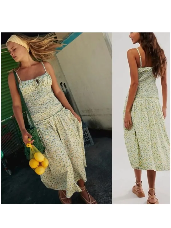 Free People Lavender Daze Smocked Dress- Size Large - Image 2