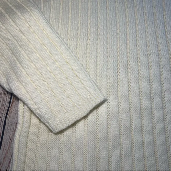 Vintage 80s Knit‎ Sweater Ribbed Womens Large Retro Cream Crewneck Pullover USA - Image 2