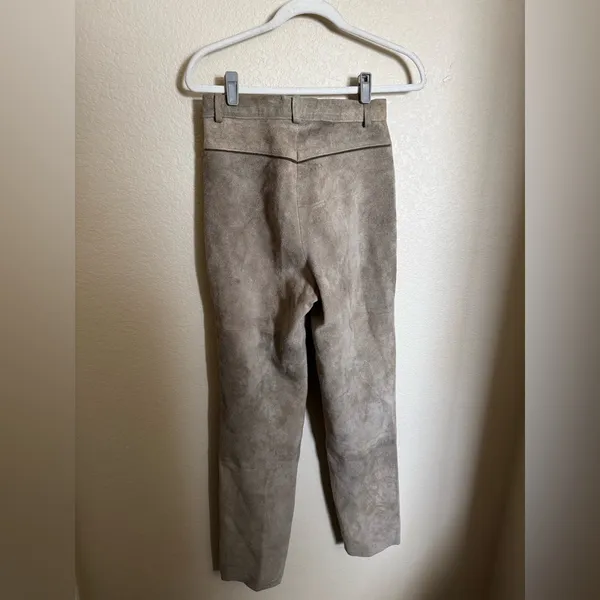 Vintage leather suede pants embroidered‎ german oktoberfest sz XS tan - Image 6